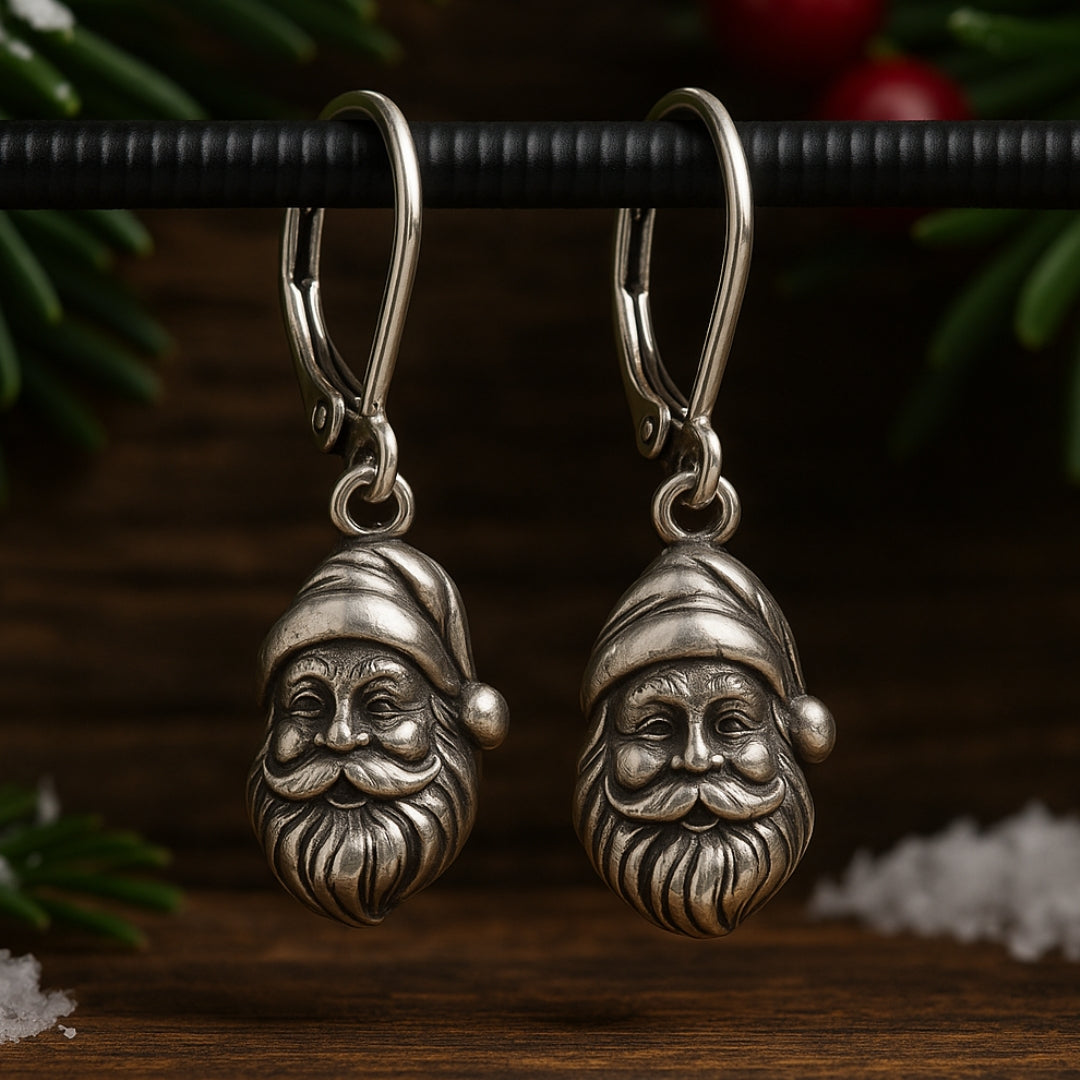 Silver Santa Earrings