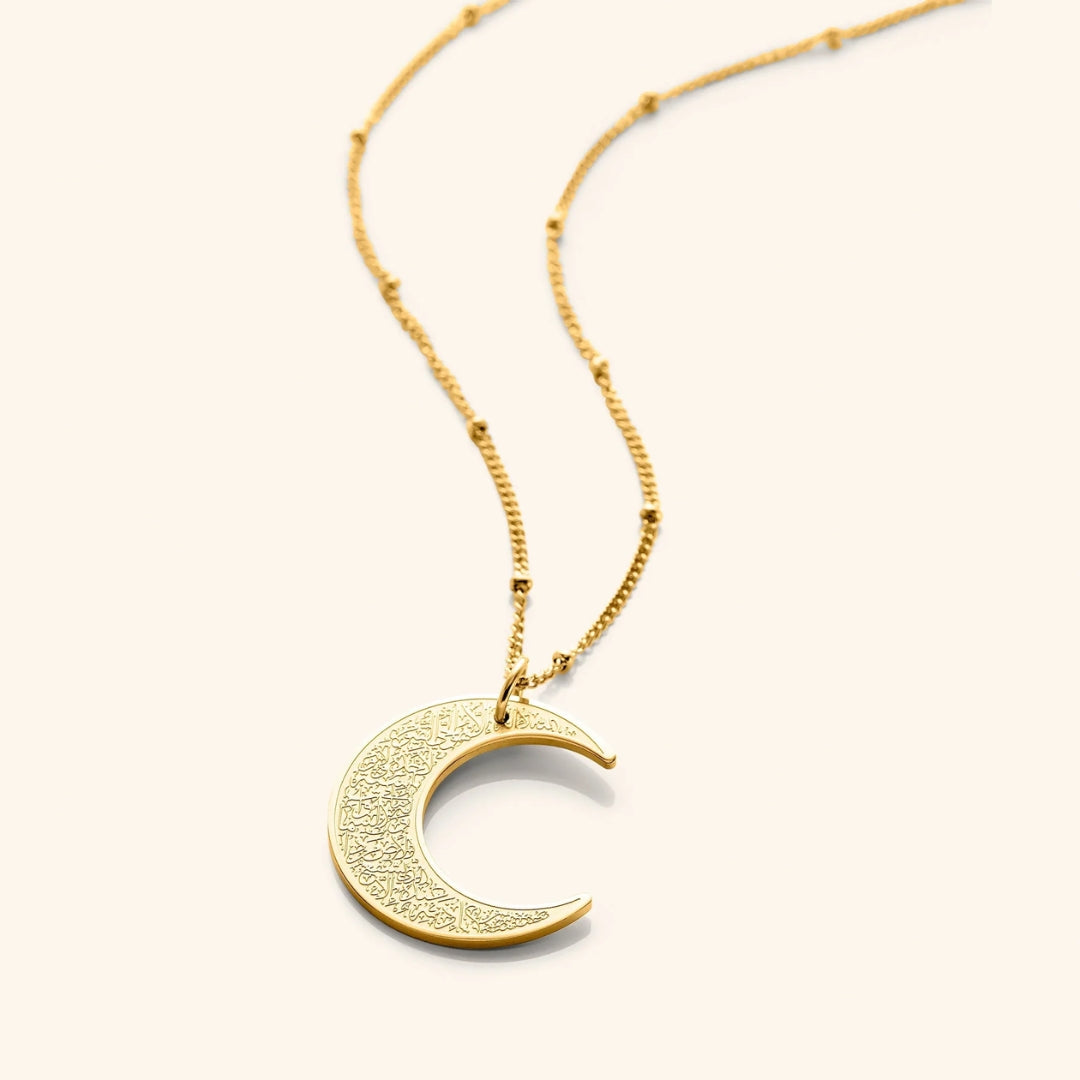 Gold Half Moon Pendant Necklace