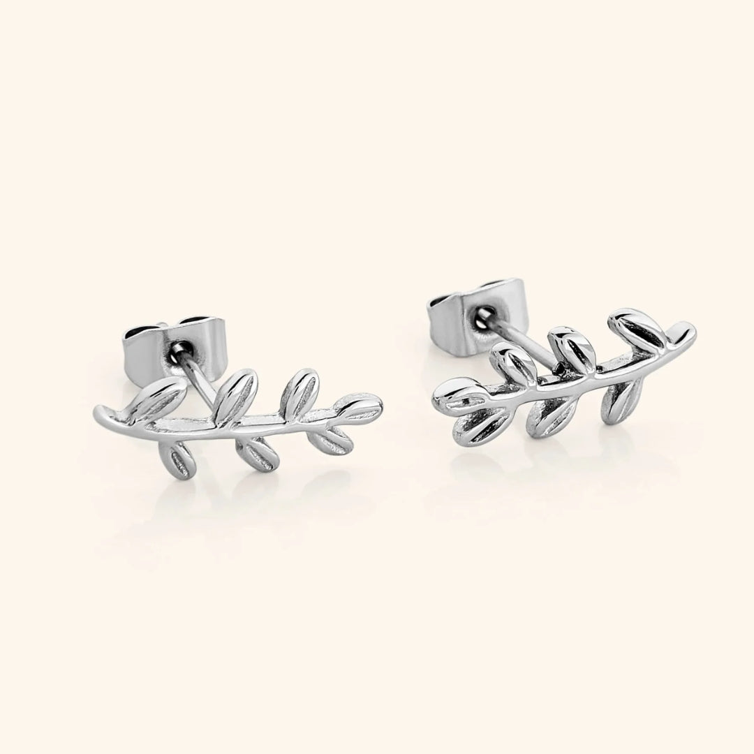 Leaf Silver Stud Earrings