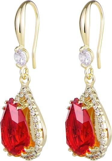 Ruby Teardrop Earrings | Gold