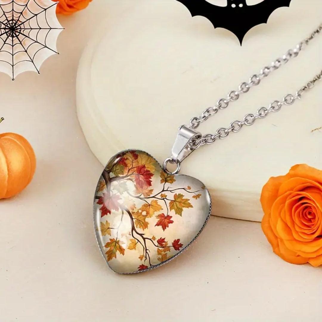 Fall Crystal Heart Necklace