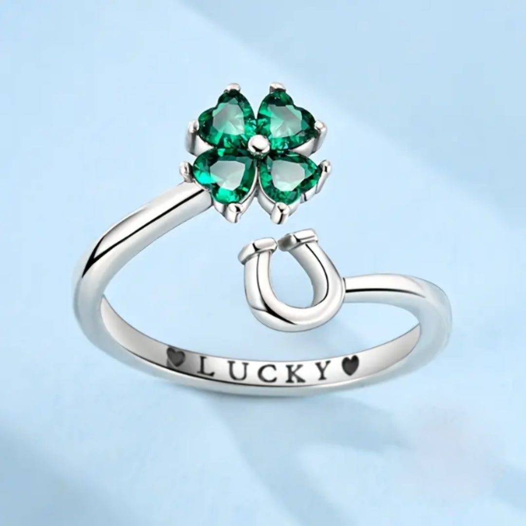 Adjustable Green Blossom Lucky Ring