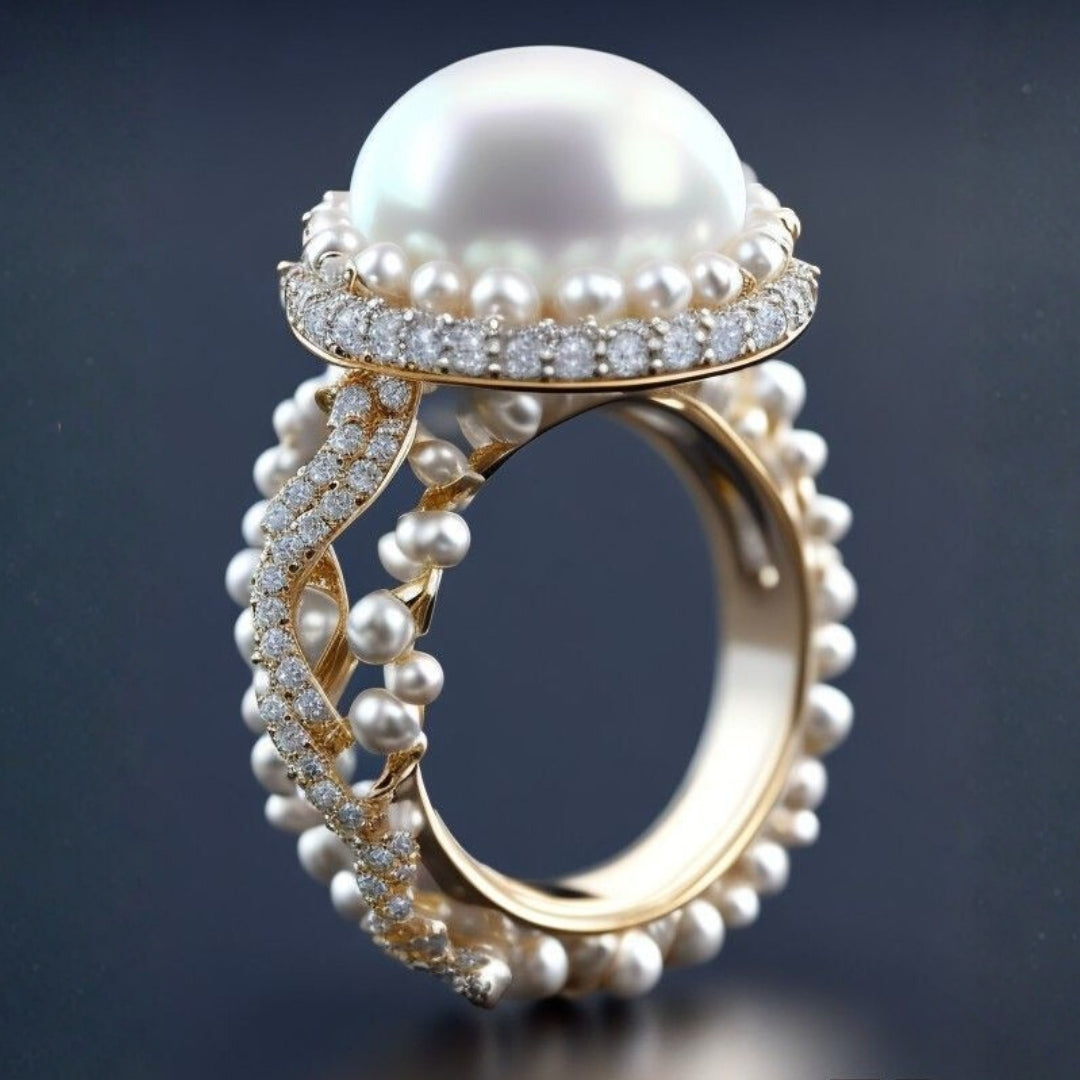 Exotic Golden Pearl Ring