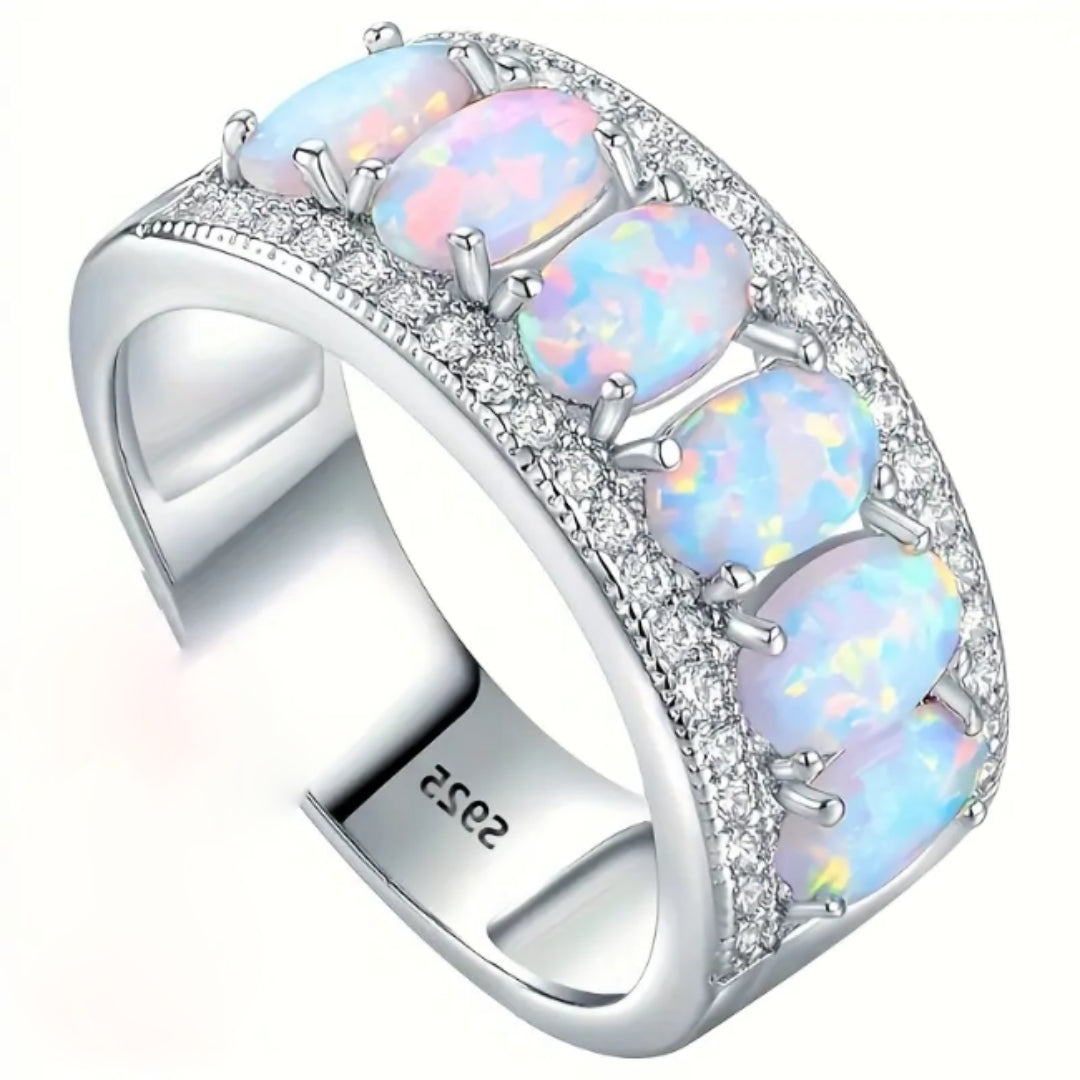 Opal Bright Silvered Ring