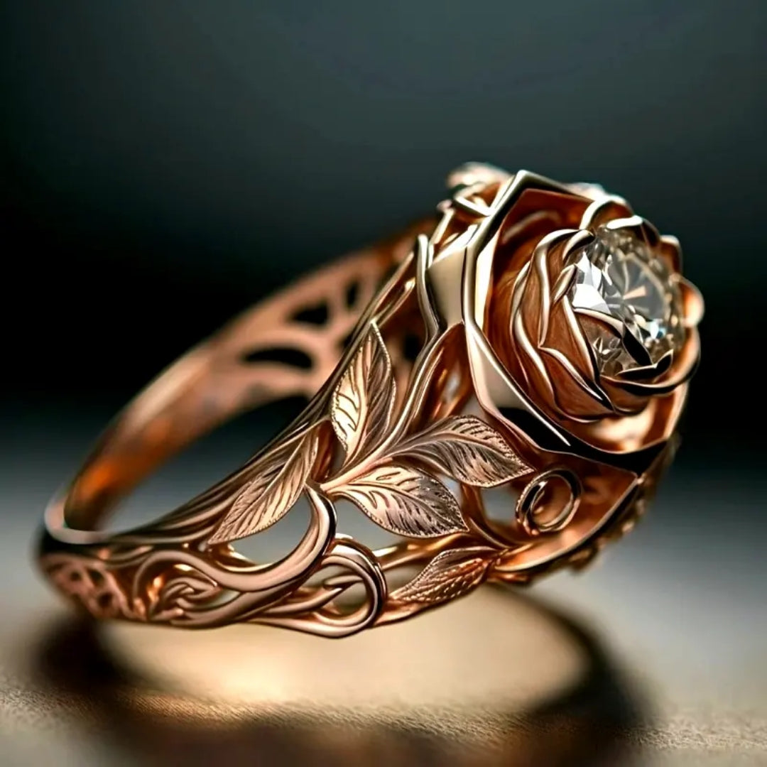 Rose Zirconia Hollow Ring