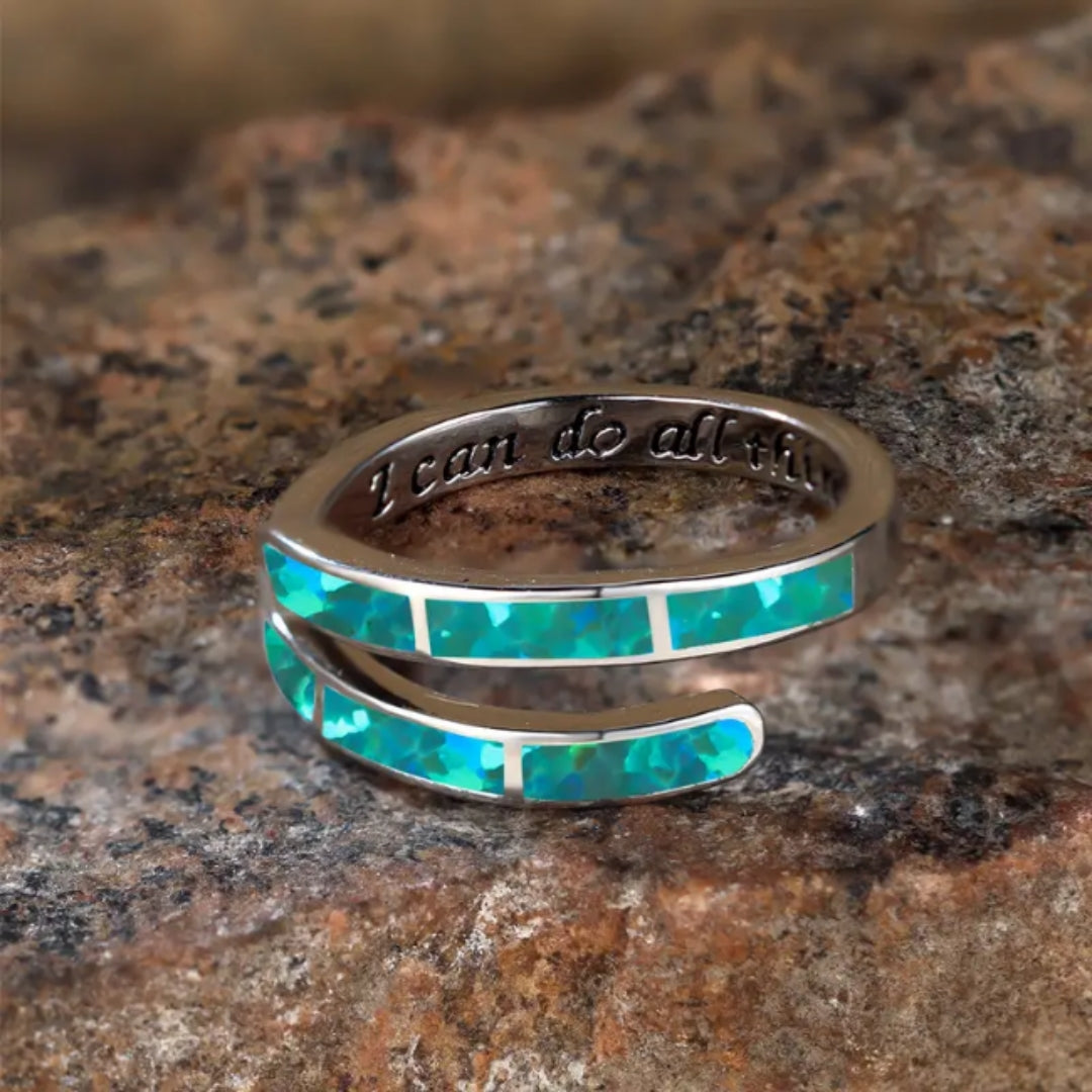 Adjustable Turquoise Opal Silver Ring