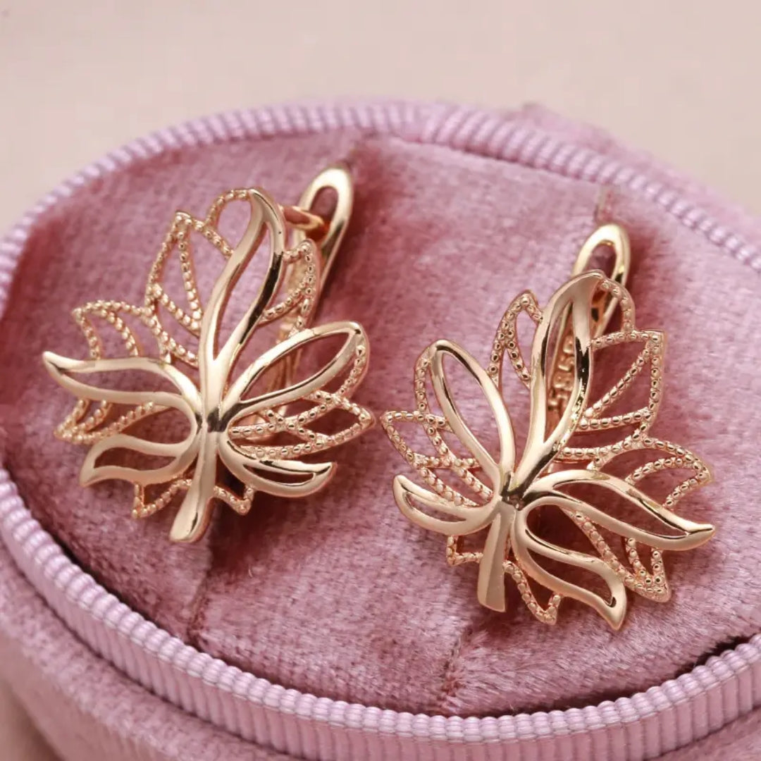 Golden Hollow Fall Leaf Earrings