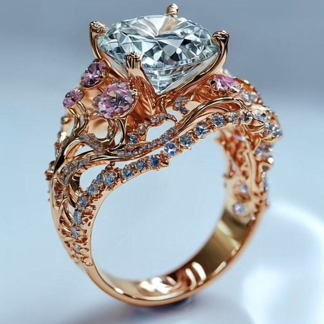 Exotic Crystalline Pink Gold Ring