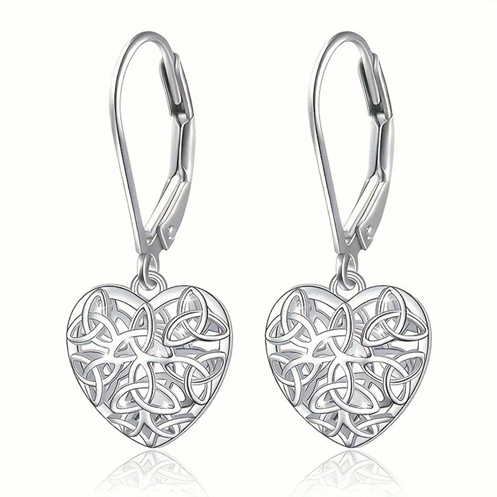 Silver Hollow Heart Earrings
