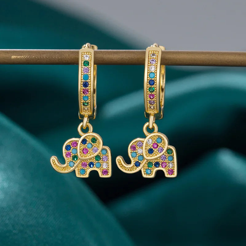 Rainbow Elephant Hoop Earrings