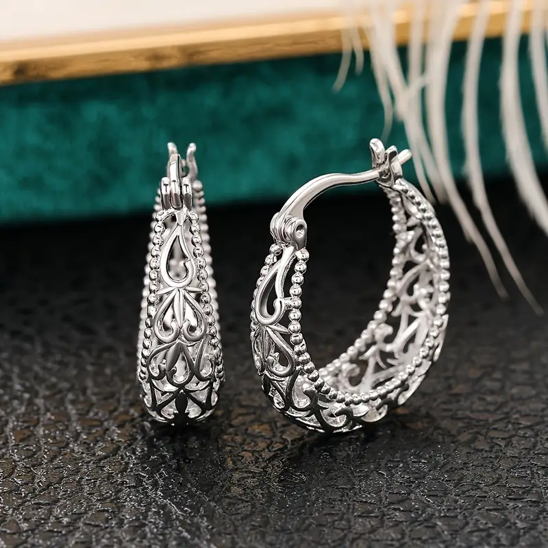Vintage Hollow Silver Basket Earrings