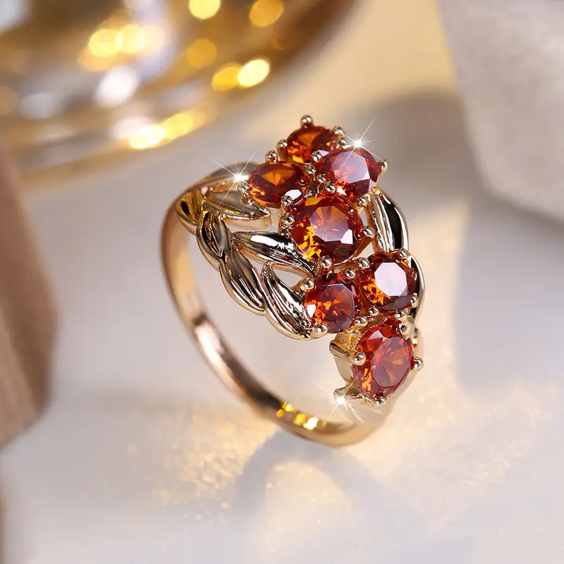 Vintage Gold Red Zirconia Ring