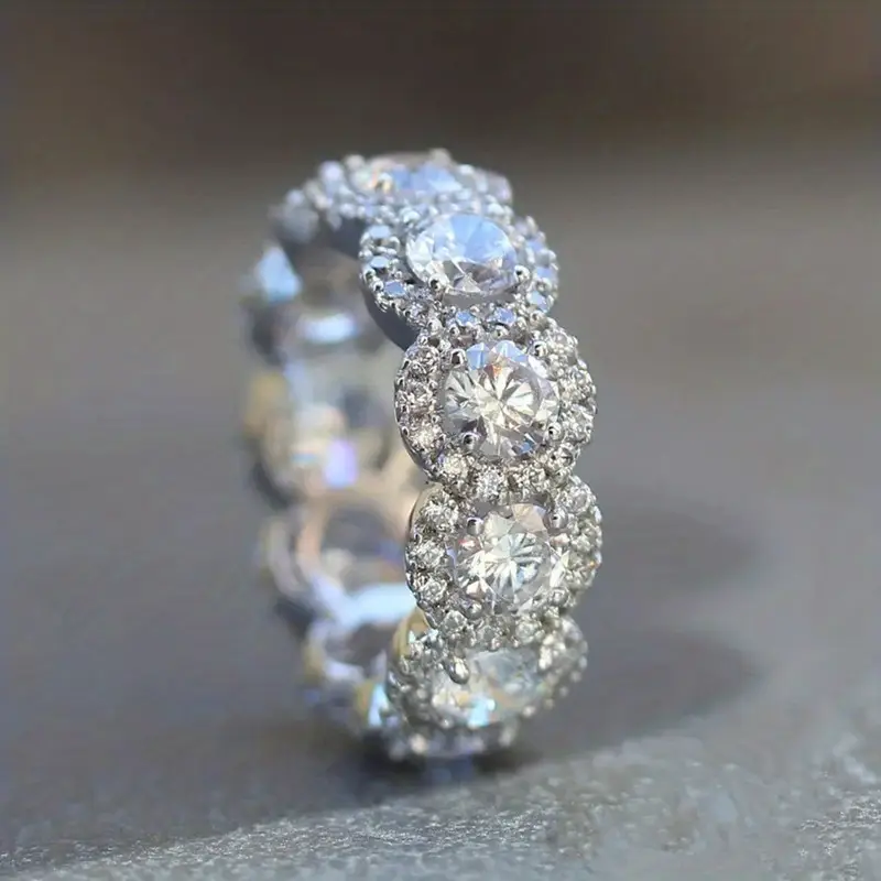 Rounded Sparkling Silver Ring