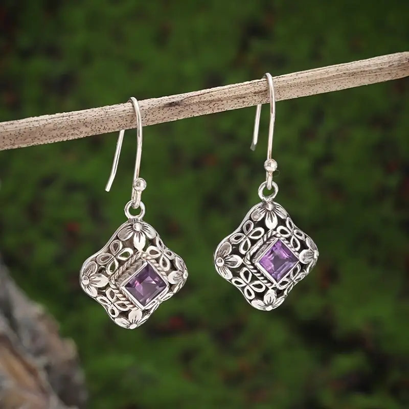 Purple Vintage Glass Earrings