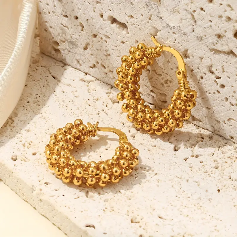 Golden Beads Hoop Earrings