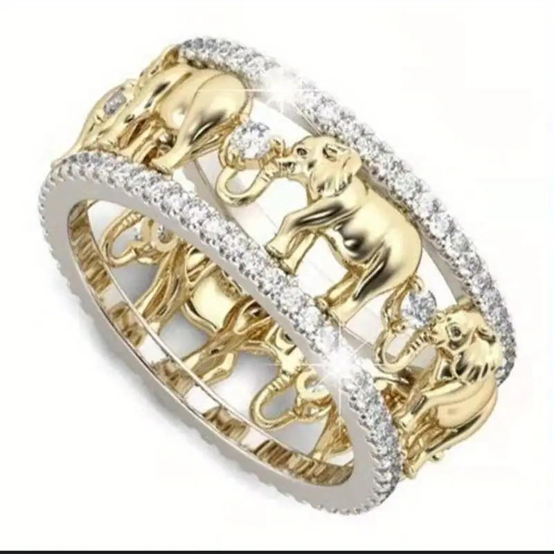 Elephant Bright Gold Ring