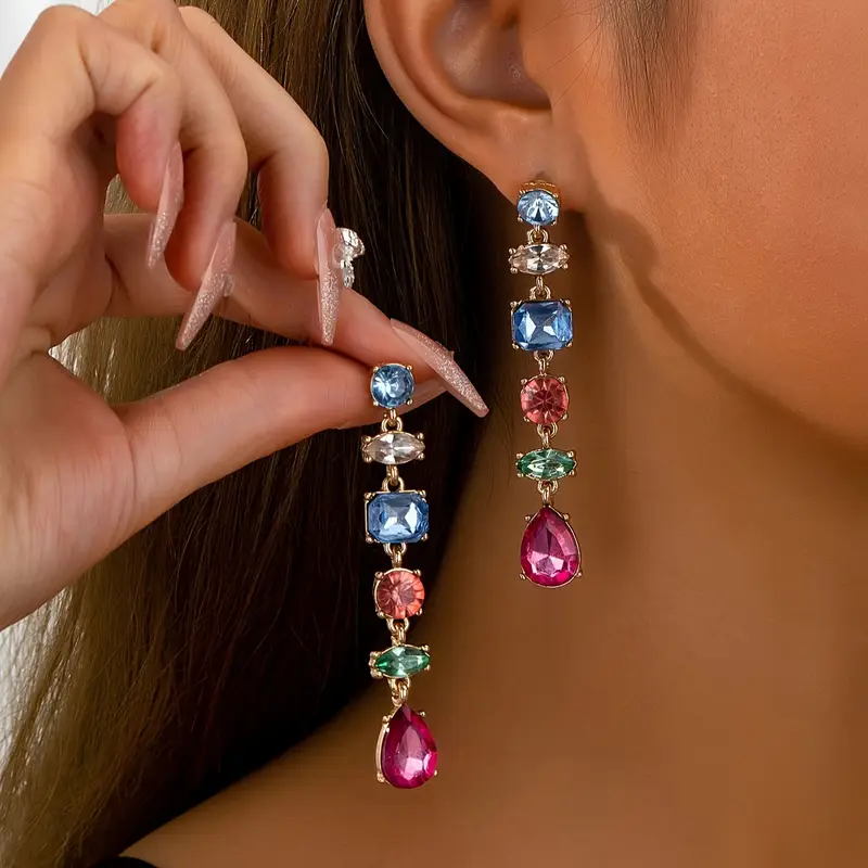 Colorful Crystal Dangling Earrings