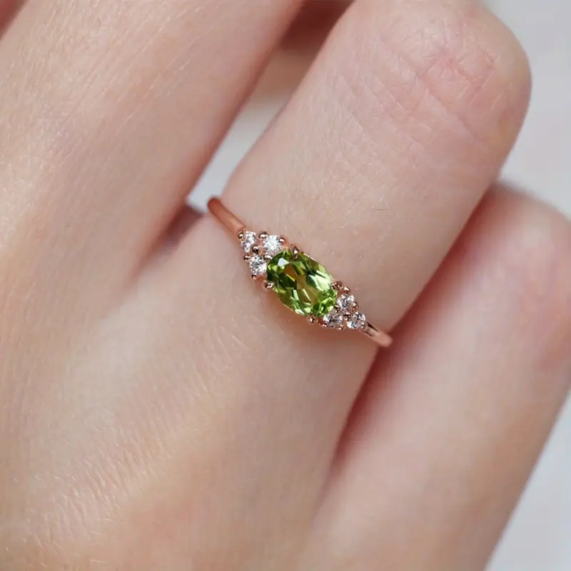 Olive Glass Gold Ring
