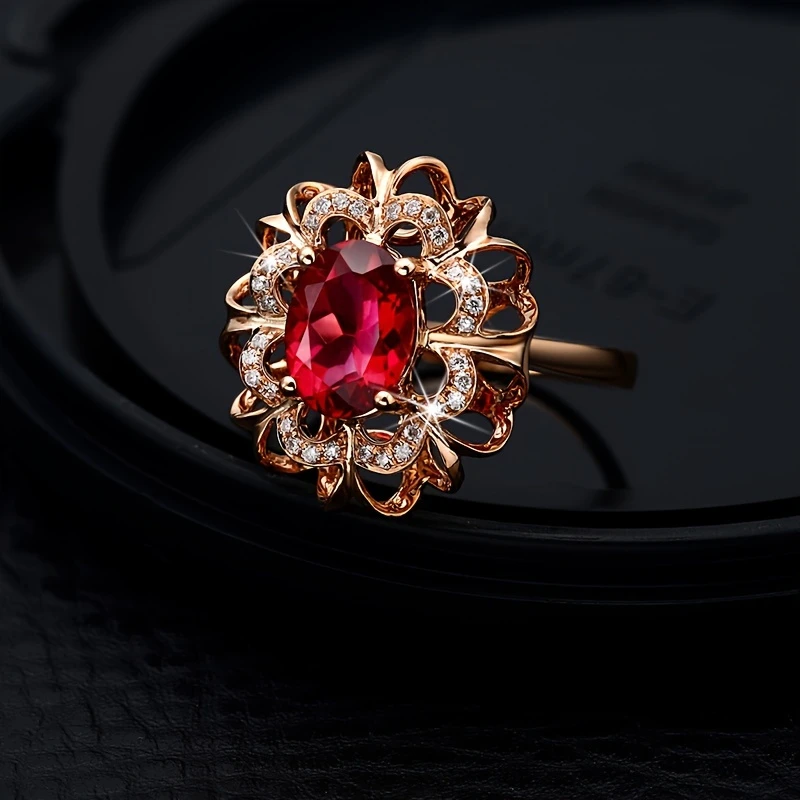 Red Crystal Rose Ring