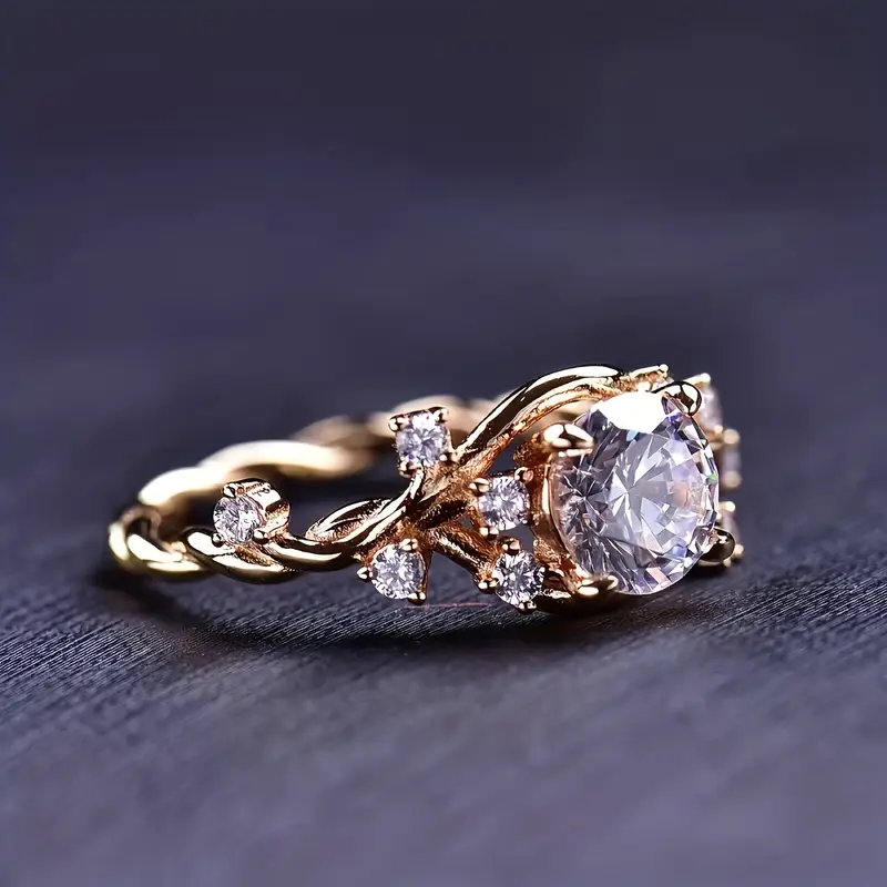 White Crystalline Gold Ring