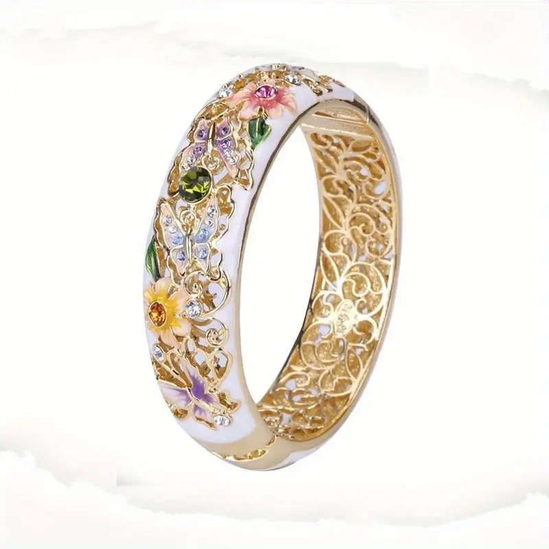 White Floral Gold Ring