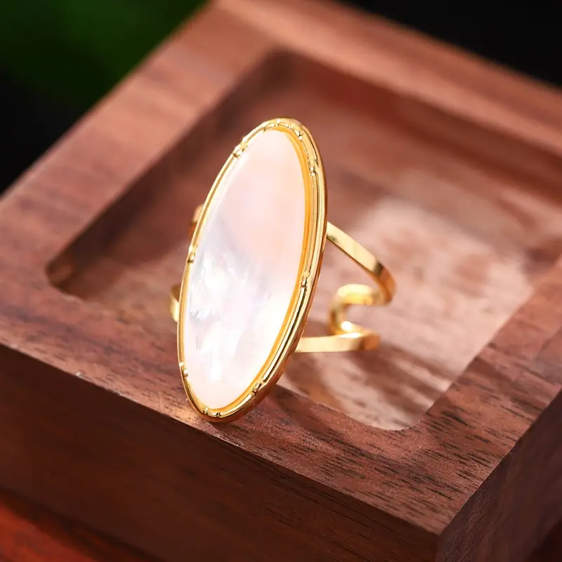 White Opal Golden Ring