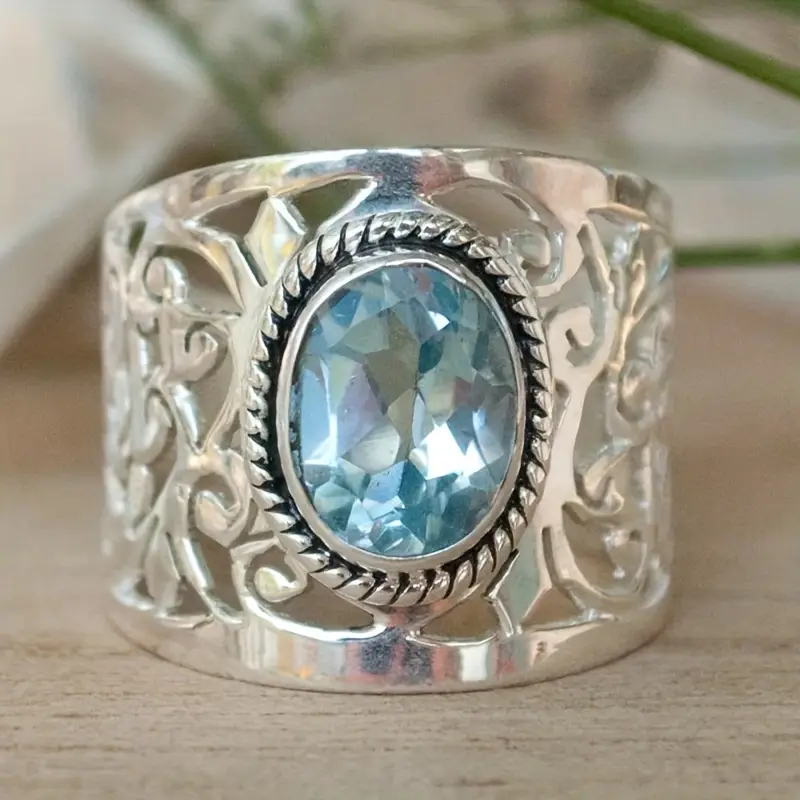 Blue Sky Hollow Silvered Ring