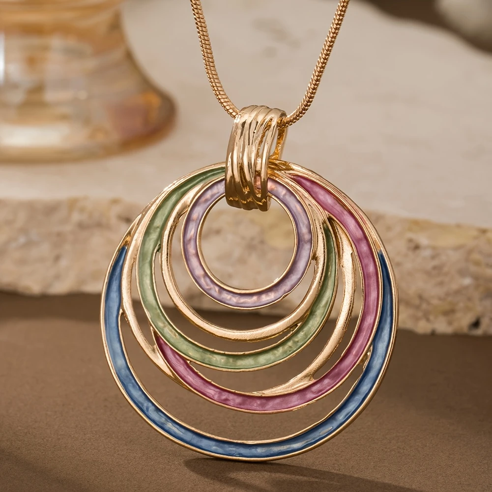 Colorful Circular Golden Necklace
