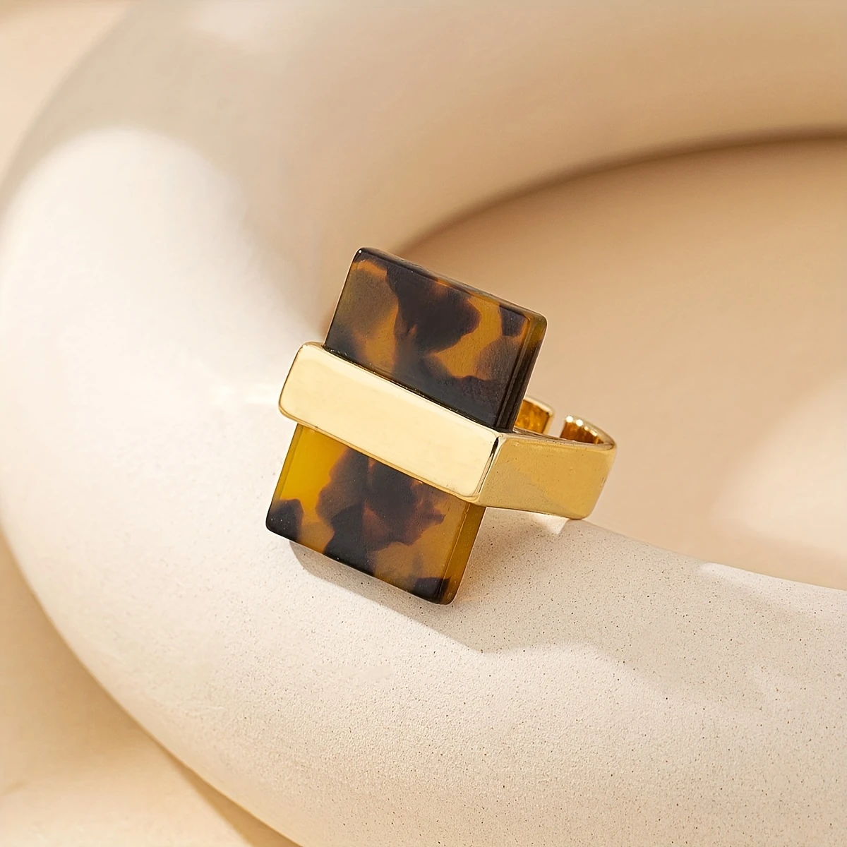 Square Tiger Stone Ring
