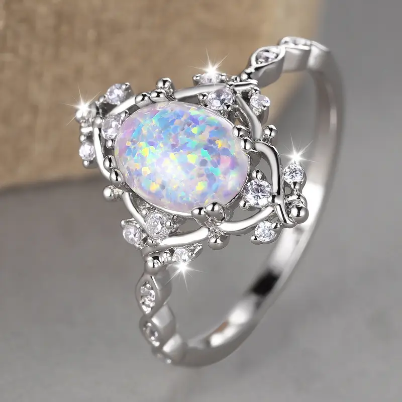 Rounded Bright Opal Ring