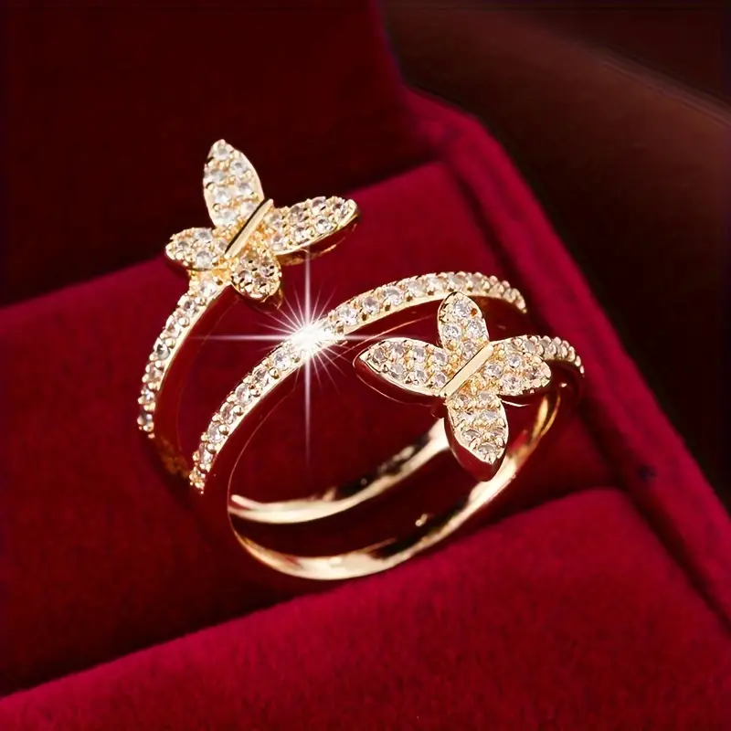 Adjustable Butterfly Zirconia Ring