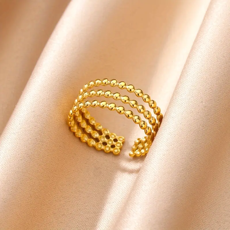 Layered Golden Fine Beads Ring