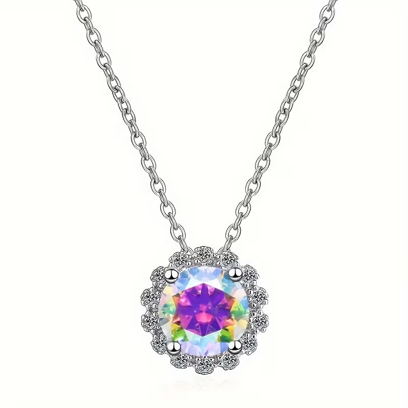 Moss Agate Geometric Round Necklace