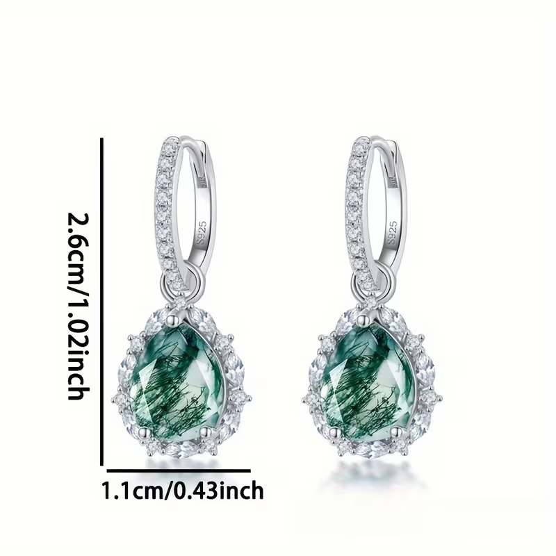 Moss Agate Bright Drop Earrings