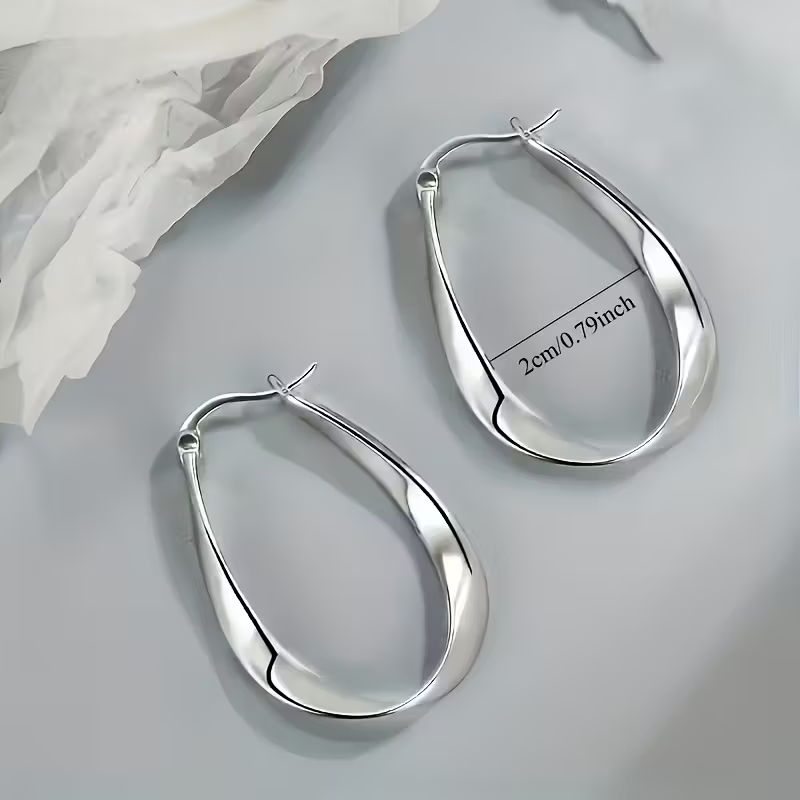 Retro Twisted Hoop Silver Earrings