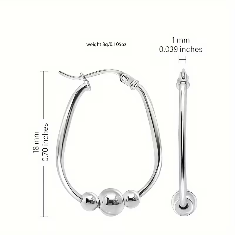 Silver Beads Hoop Earrings