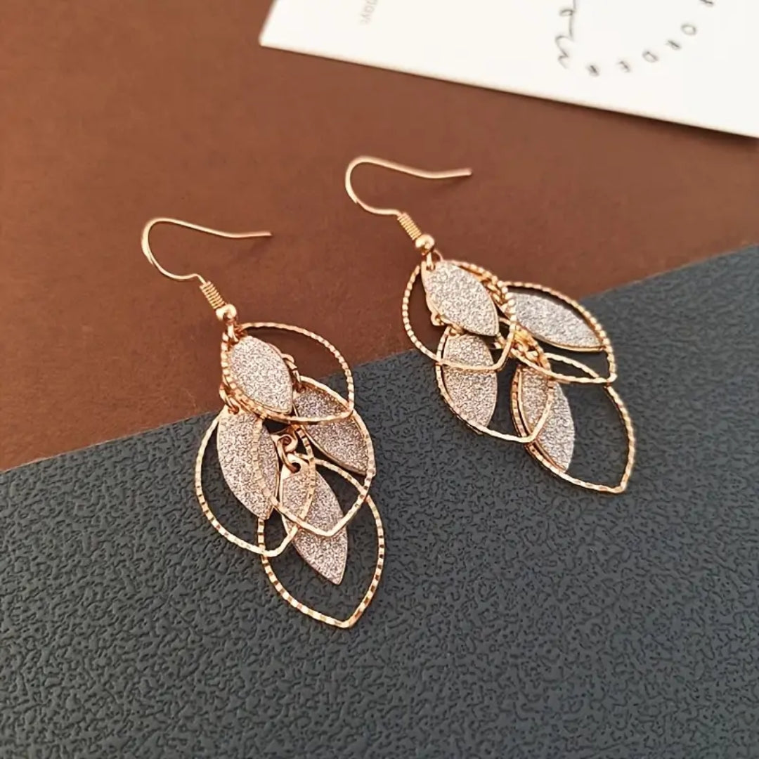 Rose Dangle Leaf Earrings