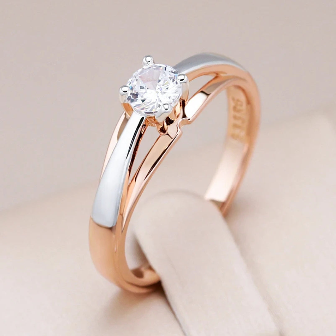 Elegant Gold & Silver Crystal Ring