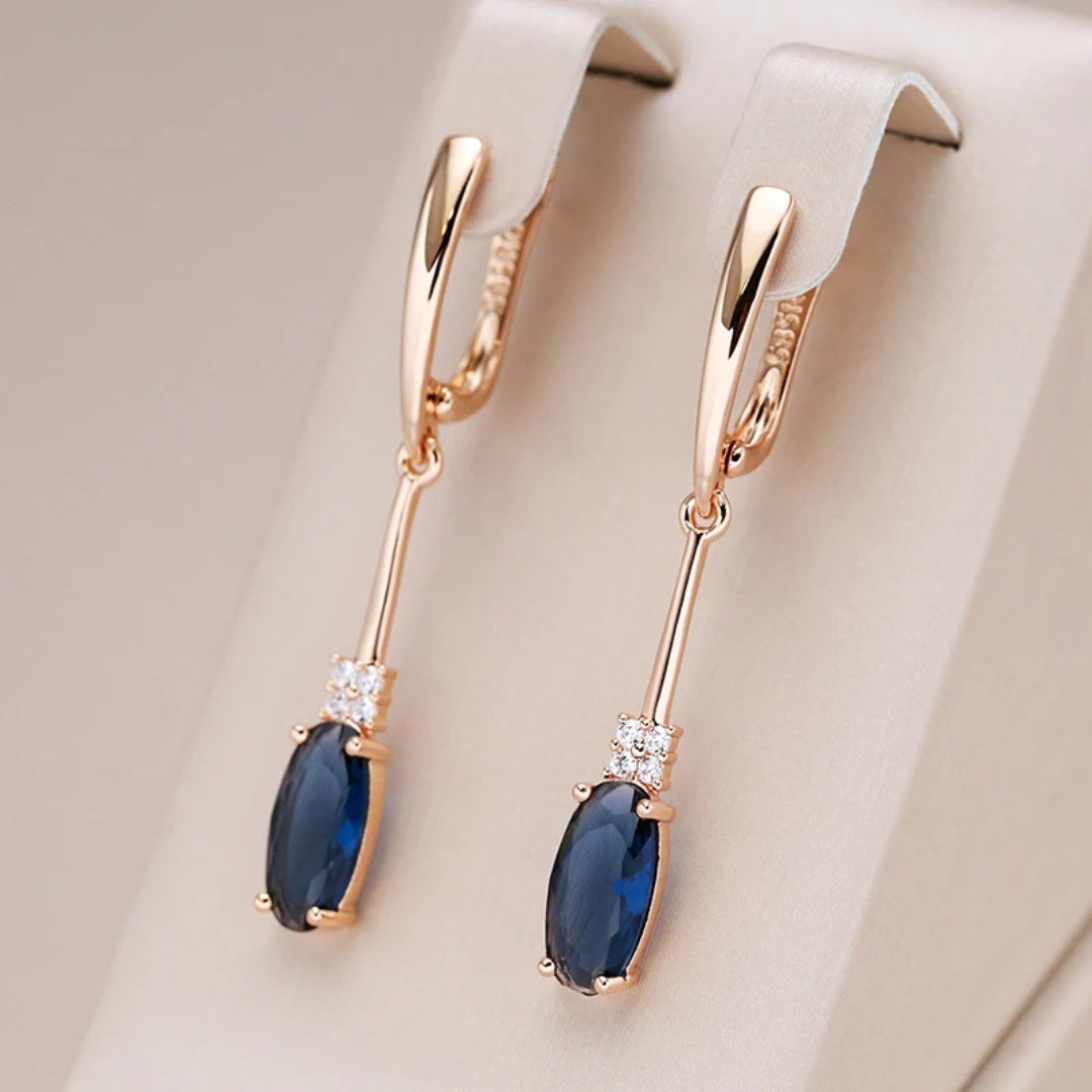 Elegant Blue Dangling Crystal Earrings