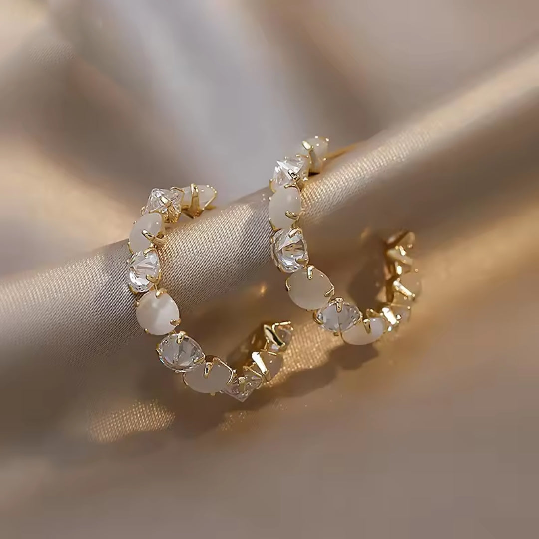 Hoop Bright White Stone Earrings
