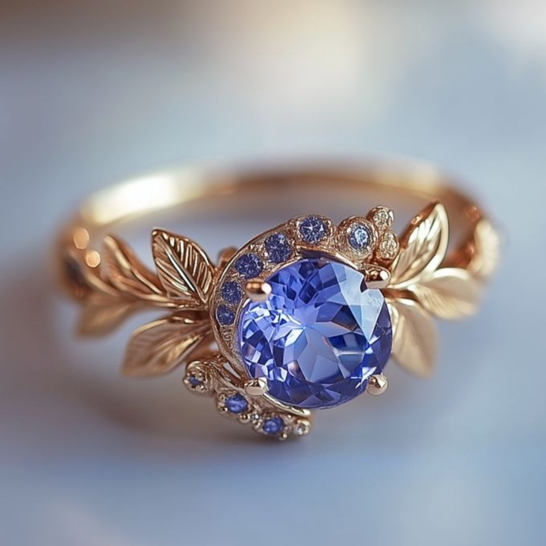 Exotic Round Blue Glass Ring