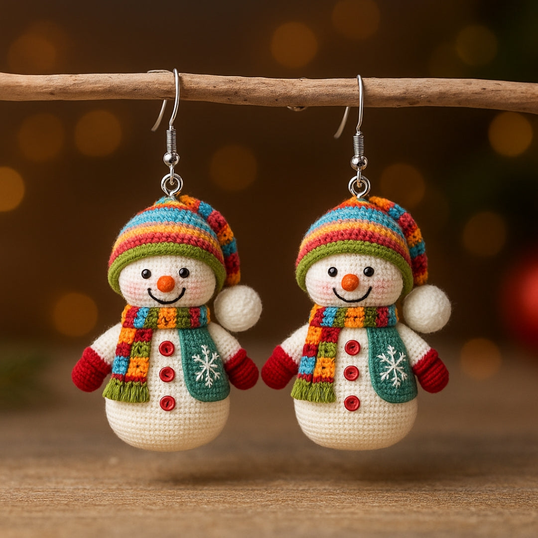 Fluffy Snowman Earrings