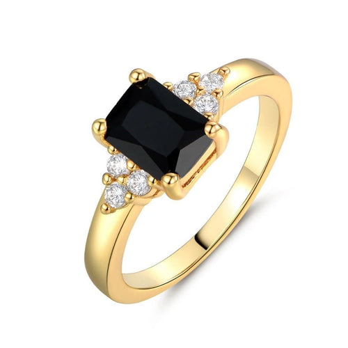 Black Zirconia Gold Ring