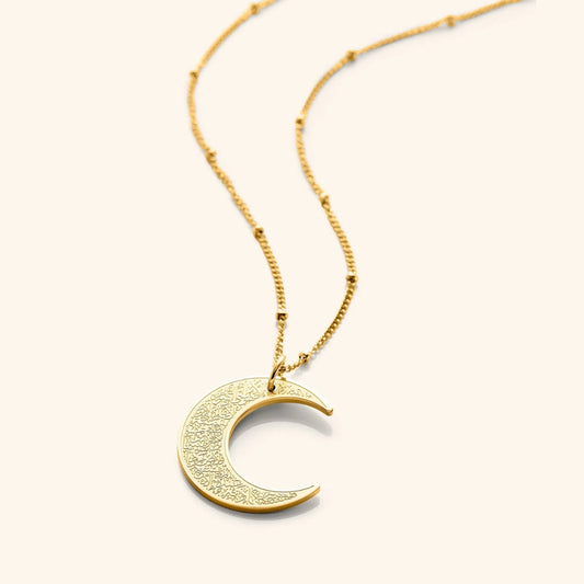 Gold Half Moon Pendant Necklace