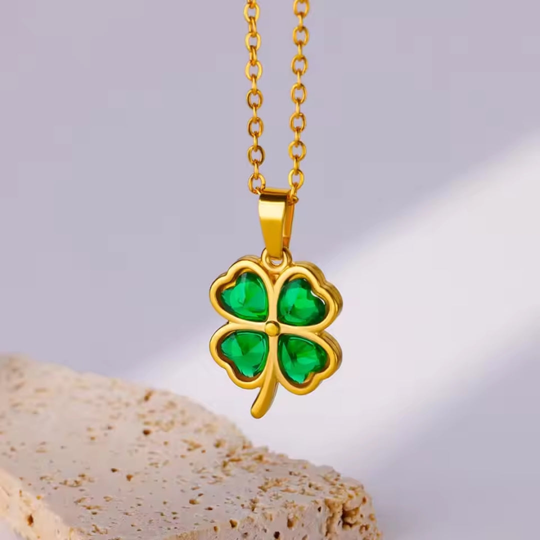 Green Clover Gold Necklace