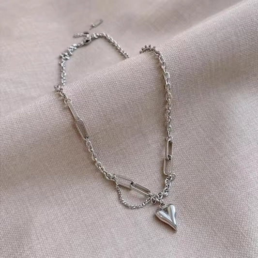 Silver Heart Layer Necklace