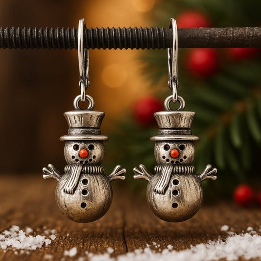 Silver Snowman Earrings