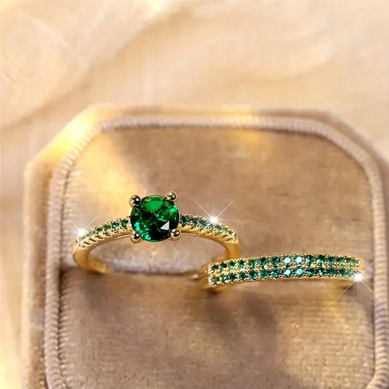 Serena Emerald Duo Ring emerald | Gold
