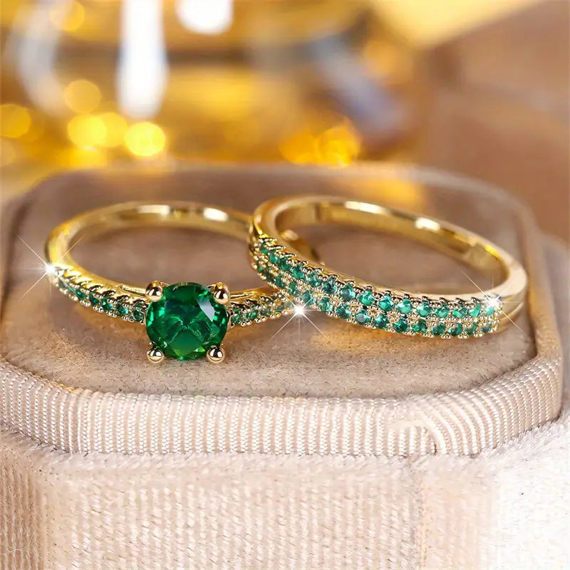 Serena Emerald Duo Ring emerald | Gold