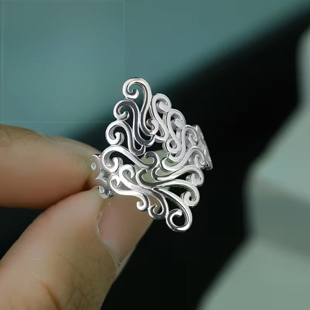 Silver Floral Filigree Ring